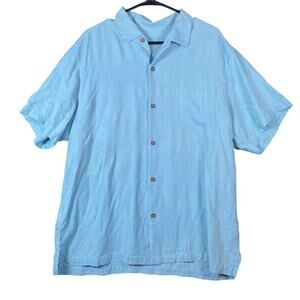 Tommy Bahama Mens Shirt Blue Hawaiian Camp 100% Silk Big Shot Tee Party XL